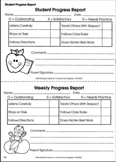 school progress report template pdf